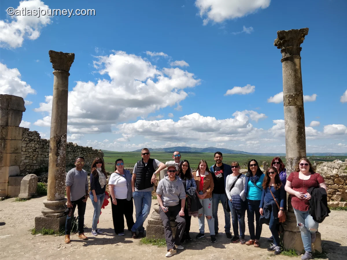 Ibrahim guiding group at Roman ruins of Volubilis